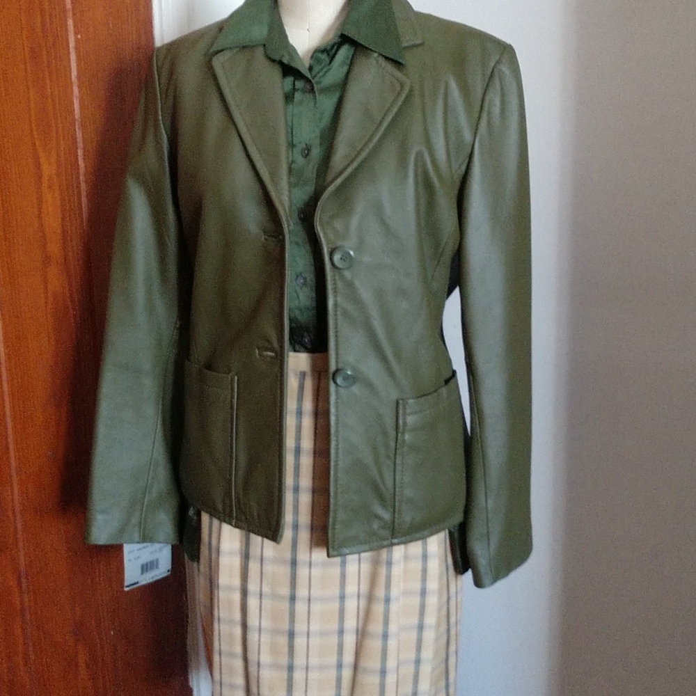 RARE AVOCADO LEATHER BLAZER UNWORN NWT Jacket HOST PICK